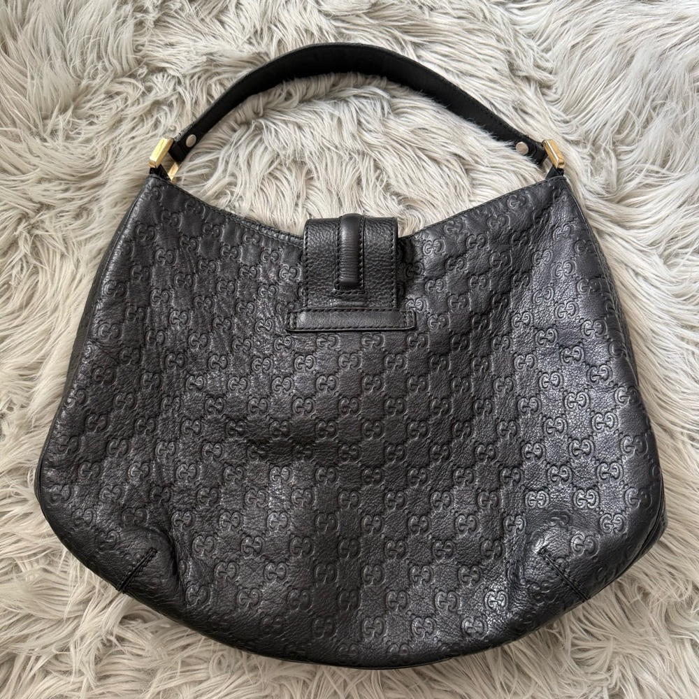 GUCCI Black Guccissima Leather New Web Hobo Shoulder Bag - Picture 3 of 14
